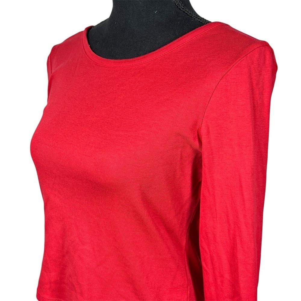 Mauve by Anthropologie Red Bell Sleeve 100% Cotton Top, Size Extra Small - Picture 5 of 9